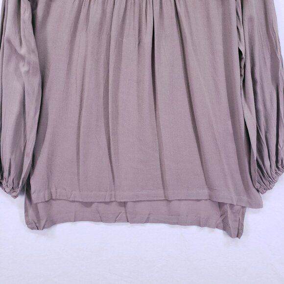 New Mittoshop Brown Lightweight Preppy Long Sleeve Relaxed Blouse Size S - Picture 11 of 16